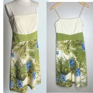 Vintage Ann Taylor Silk Lined Cotton Dress Size 6 Floral Artsy Boho Cottagecore